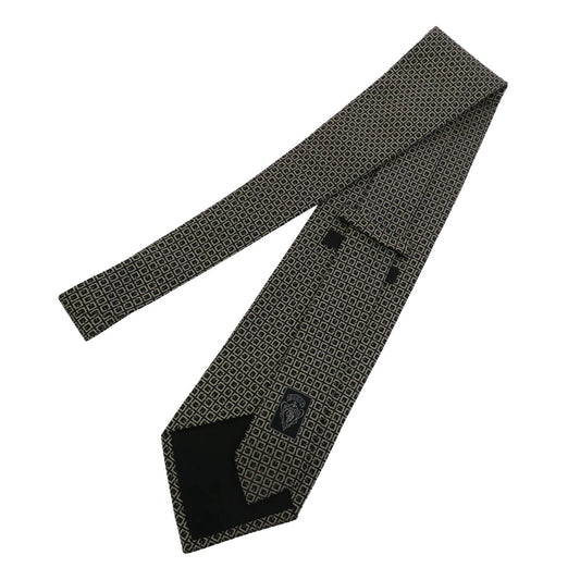 GUCCI グッチ イタリア製 スクエアGロゴ シルク ネクタイ ブラック系 ベージュ系【中古】