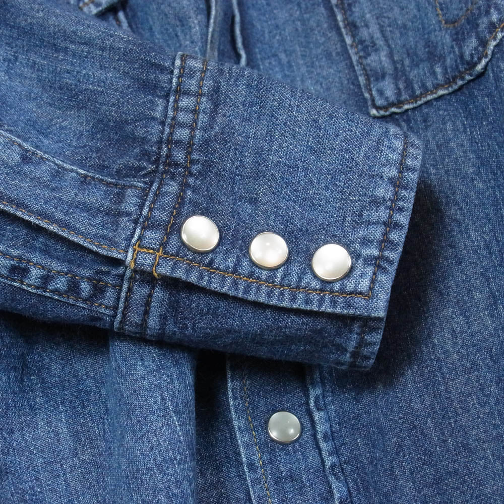 SAINT LAURENT サンローラン 379851 Y880H Hedi Slimane Archive エディ期 アーカイブ 切替 デニム ウエスタン 長袖 シャツ インディゴブルー系 XS【中古】