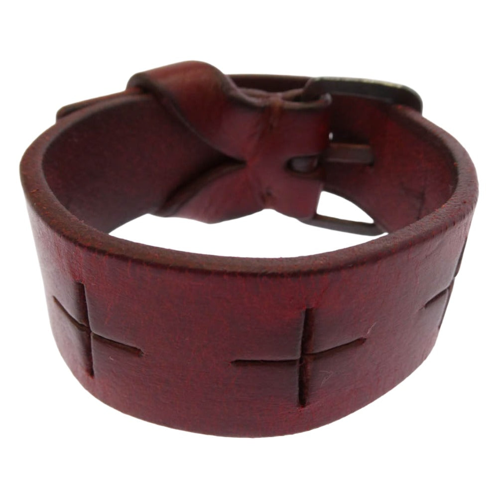 MA+ エムエークロス Wrist Band Leather Bracelet リスト バンド レザー ブレスレット ボルドー レッド系【中古】
