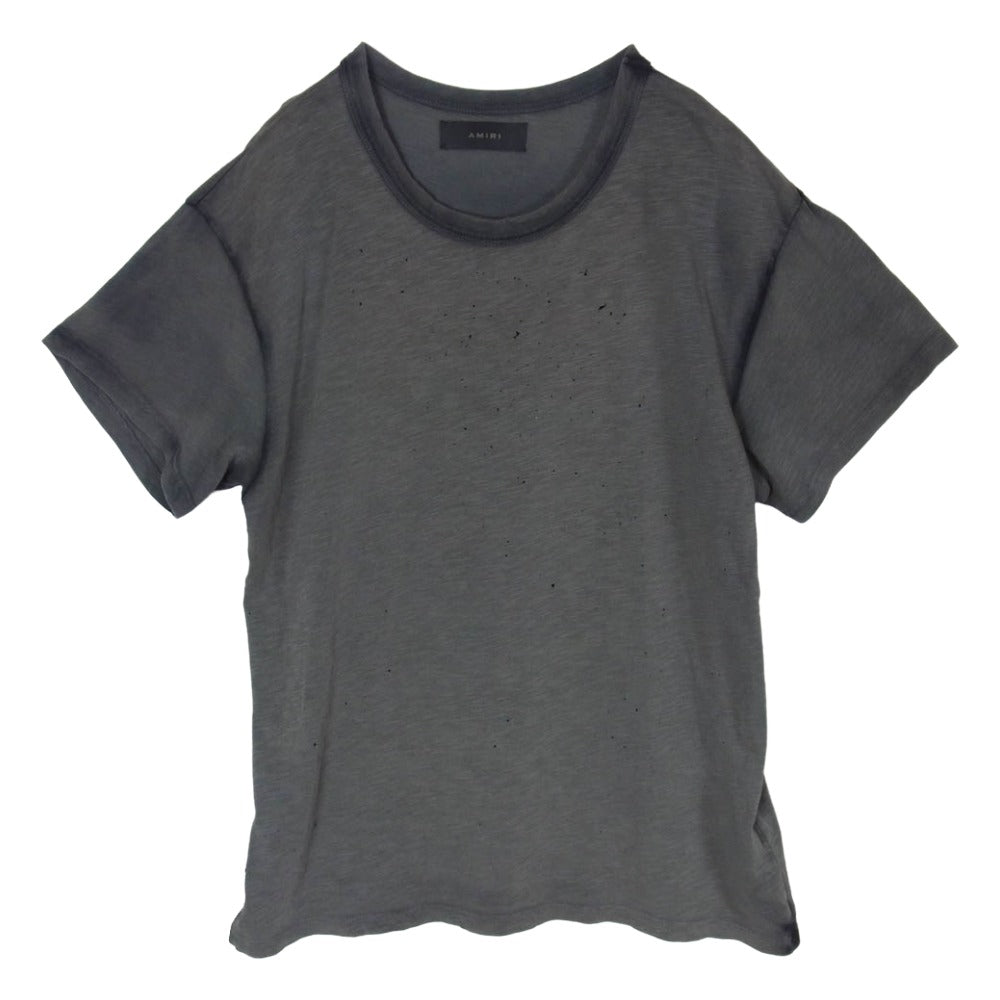AMIRI アミリ ショットガン ダメージ加工 Tシャツ 半袖カットソー チャコール系 S【中古】