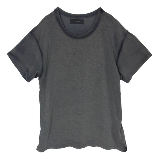 AMIRI アミリ ショットガン ダメージ加工 Tシャツ 半袖カットソー チャコール系 S【中古】