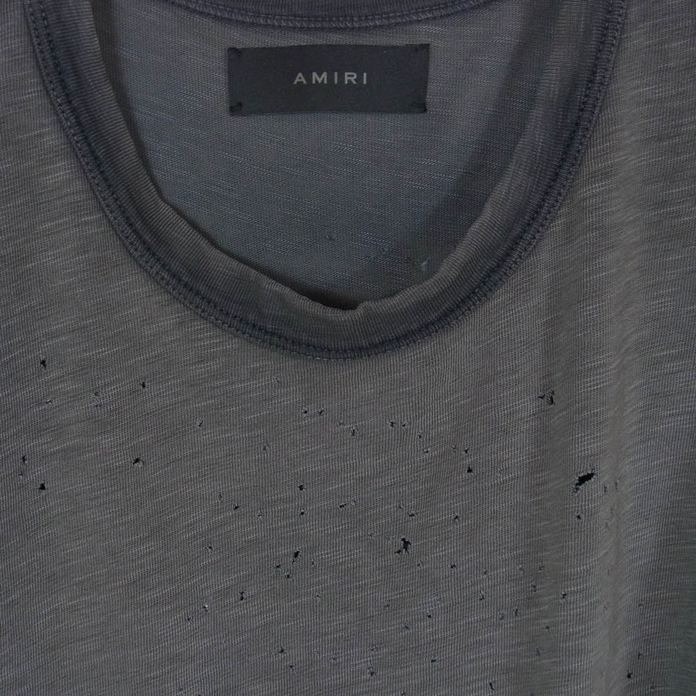 AMIRI アミリ ショットガン ダメージ加工 Tシャツ 半袖カットソー チャコール系 S【中古】