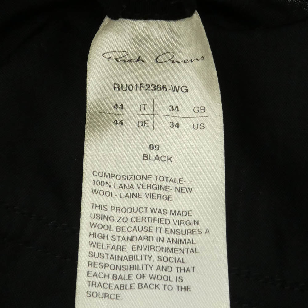 Rick Owens リックオウエンス 26SS RU01F2366-WG WIDE BELA PANTS ドローストリング ワイド ベラ パンツ ブラック系 36 IT44【中古】