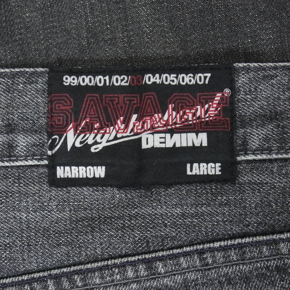 NEIGHBORHOOD ネイバーフッド DCNH-PT-10 NARROW SAVAGE ナローサベージ ダメージ加工 ブラック デニムパンツ ブラック系 L【中古】
