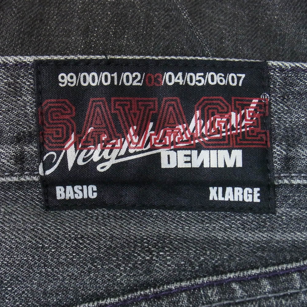 NEIGHBORHOOD ネイバーフッド DCNH-PT-10 BASIC ベーシック SAVAGE サベージ ダメージ加工 ブラック デニムパンツ ブラック系 XL【中古】