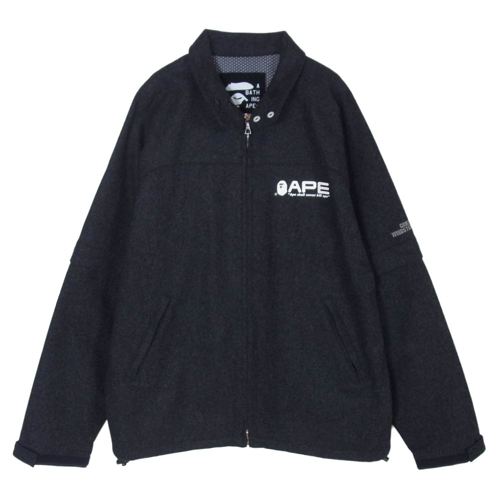 A BATHING APE アベイシングエイプ 00s GORE WINDSTOPPER メルトン ウール ジャケット ダークグレー系 L【中古】
