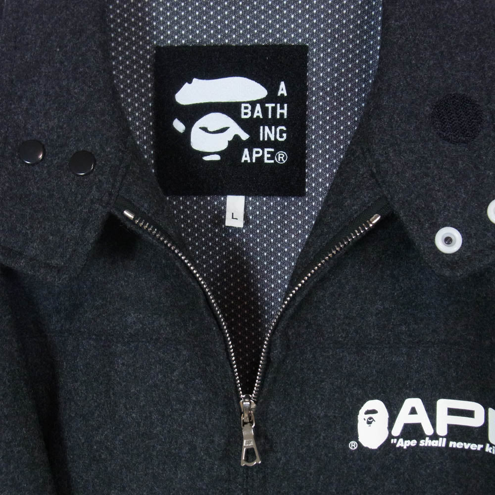 A BATHING APE アベイシングエイプ 00s GORE WINDSTOPPER メルトン ウール ジャケット ダークグレー系 L【中古】