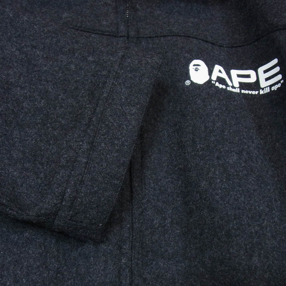 A BATHING APE アベイシングエイプ 00s GORE WINDSTOPPER メルトン ウール ジャケット ダークグレー系 L【中古】