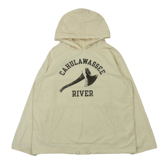 TENDERLOIN テンダーロイン T-STP HOODED CAHULAWASSEE RIVER ドローコード付 カフラワッシー リバー アノラック プルオーバー コットン パーカー フーディー ベージュ系 ライトベージュ系 XS【中古】