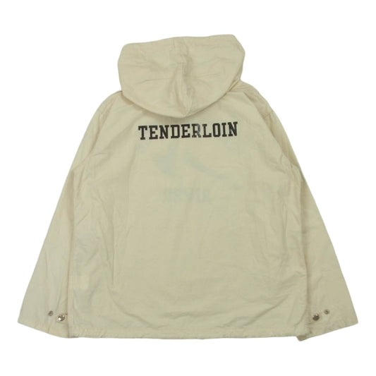 TENDERLOIN テンダーロイン T-STP HOODED CAHULAWASSEE RIVER ドローコード付 カフラワッシー リバー アノラック プルオーバー コットン パーカー フーディー ベージュ系 ライトベージュ系 XS【中古】