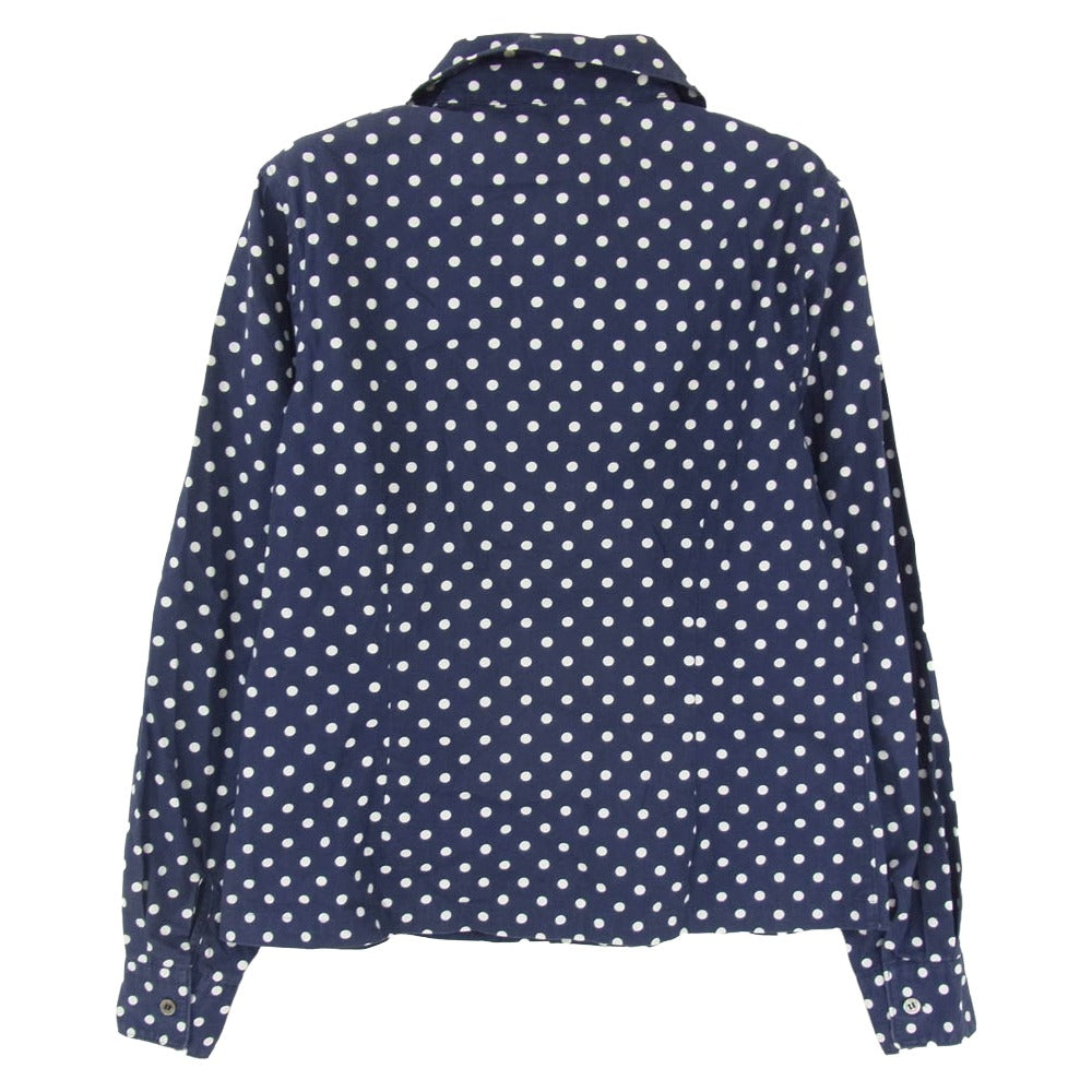 COMME des GARCONS コムデギャルソン RF-B020 コムコム AD2010 ドット柄 丸襟 長袖 シャツ ブラウス ネイビー系 XS【中古】