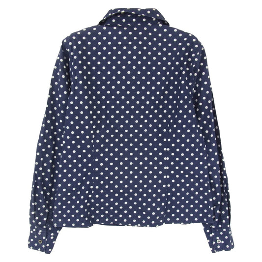 COMME des GARCONS コムデギャルソン RF-B020 コムコム AD2010 ドット柄 丸襟 長袖 シャツ ブラウス ネイビー系 XS【中古】