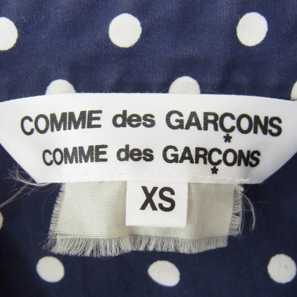 COMME des GARCONS コムデギャルソン RF-B020 コムコム AD2010 ドット柄 丸襟 長袖 シャツ ブラウス ネイビー系 XS【中古】