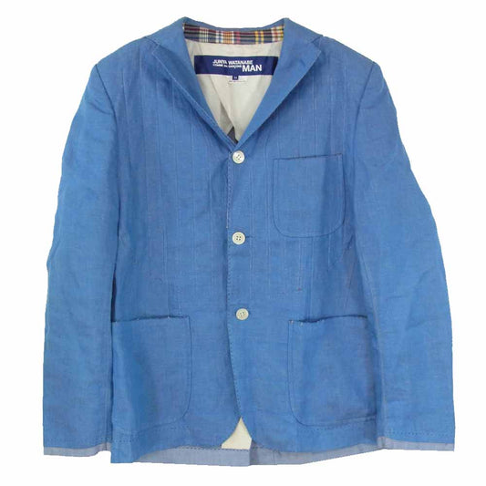 JUNYA WATANABE COMME des GARCONS MAN ジュンヤワタナベコムデギャルソンマン WG-J026 リネン パッチワーク テーラード ジャケット ブルー系 マルチカラー系 M【中古】