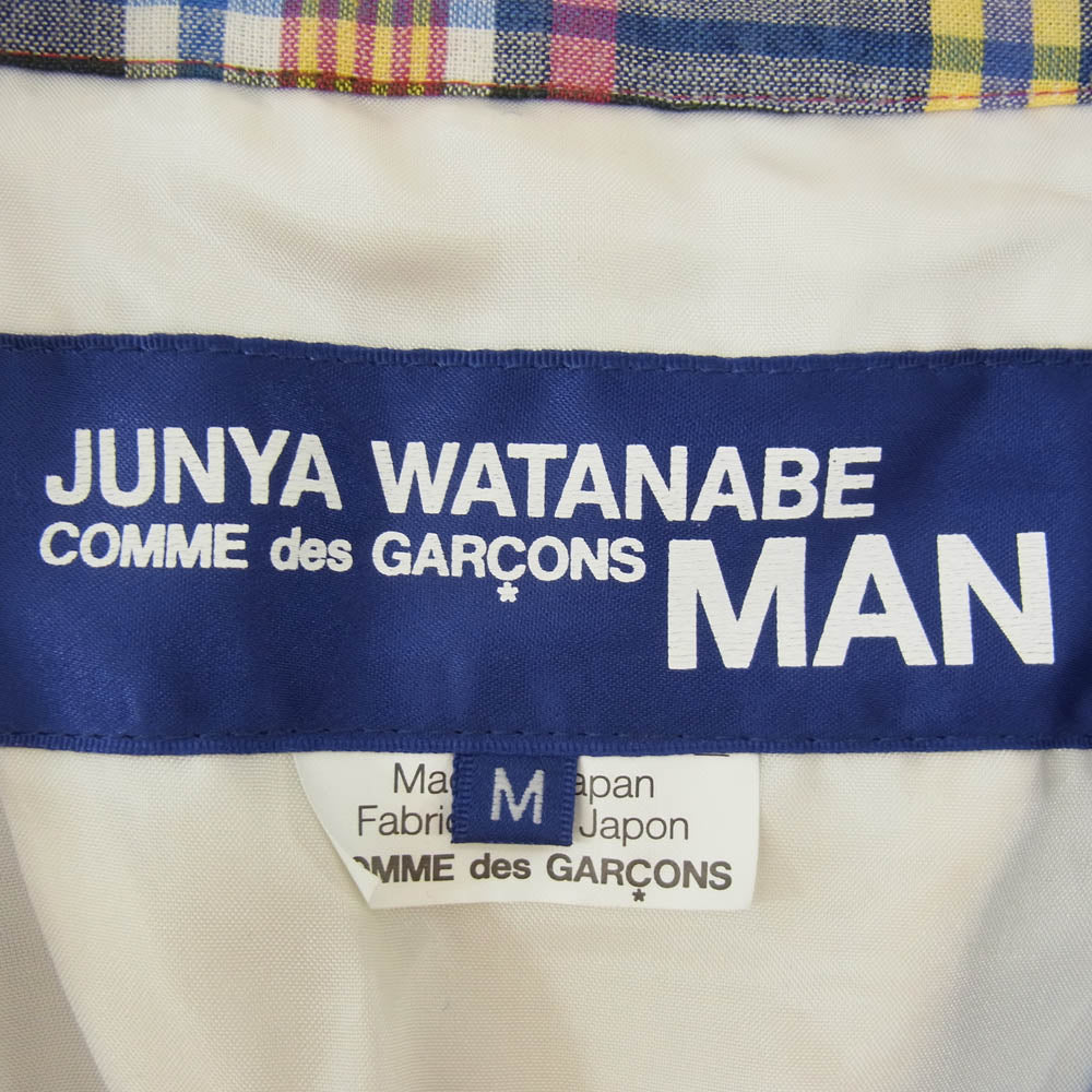 JUNYA WATANABE COMME des GARCONS MAN ジュンヤワタナベコムデギャルソンマン WG-J026 リネン パッチワーク テーラード ジャケット ブルー系 マルチカラー系 M【中古】