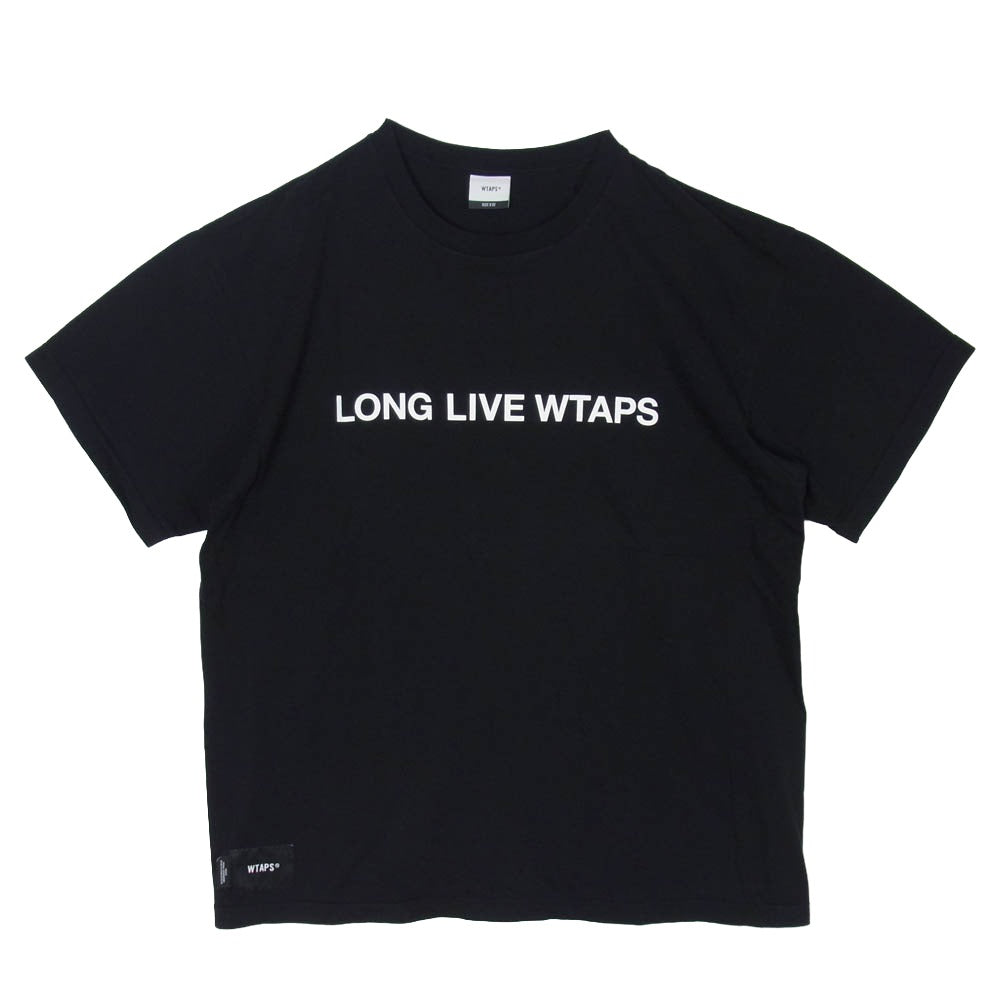 WTAPS ダブルタップス LLW SS COTTON フロント ロゴ プリント Tシャツ 半袖カットソー X02 ブラック系 2【中古】