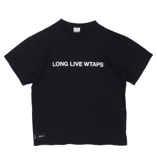 WTAPS ダブルタップス LLW SS COTTON フロント ロゴ プリント Tシャツ 半袖カットソー X02 ブラック系 2【中古】