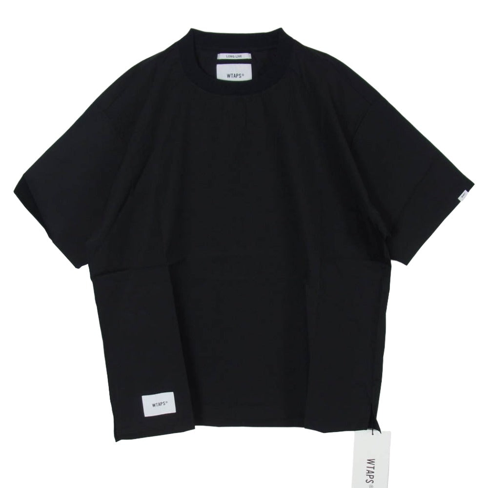 WTAPS ダブルタップス 22SS 221TQDT-SHM07 SMOC COTTON BROADCLOTH バック ロゴ スモック ブロードクロス コットン ナイロン 半袖 Tシャツ X03 ブラック系 3【新古品】【未使用】【中古】