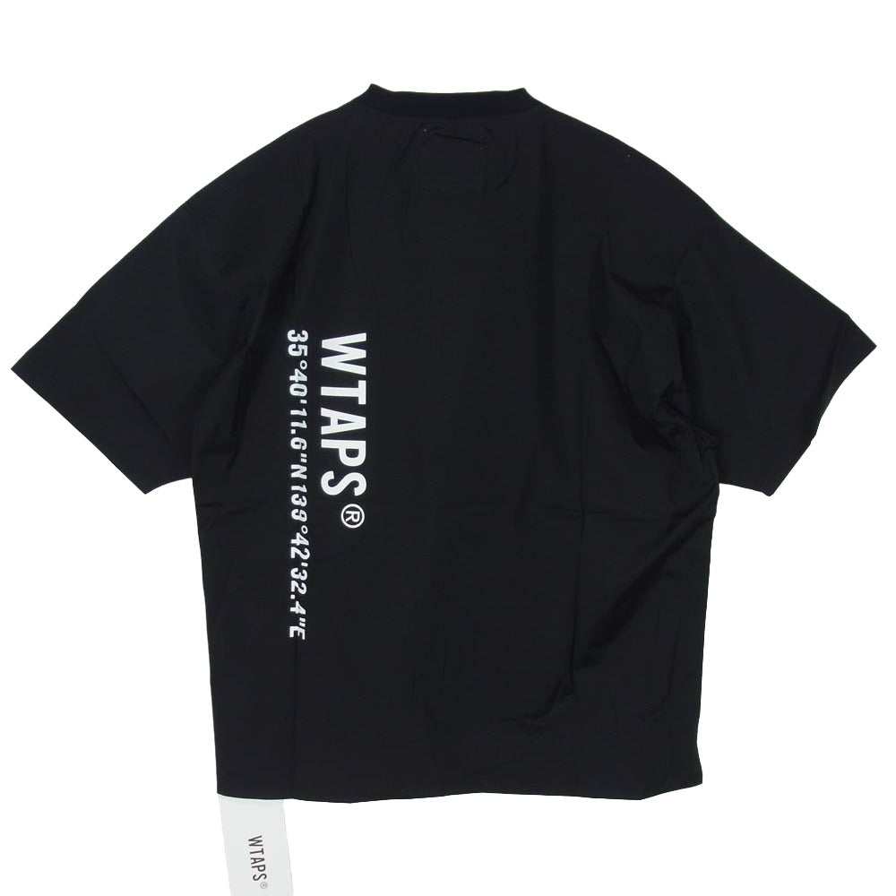 WTAPS ダブルタップス 22SS 221TQDT-SHM07 SMOC COTTON BROADCLOTH バック ロゴ スモック ブロードクロス コットン ナイロン 半袖 Tシャツ X03 ブラック系 3【新古品】【未使用】【中古】