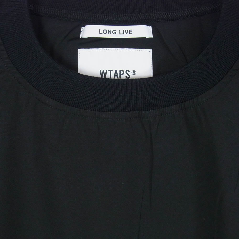 WTAPS ダブルタップス 22SS 221TQDT-SHM07 SMOC COTTON BROADCLOTH バック ロゴ スモック ブロードクロス コットン ナイロン 半袖 Tシャツ X03 ブラック系 3【新古品】【未使用】【中古】