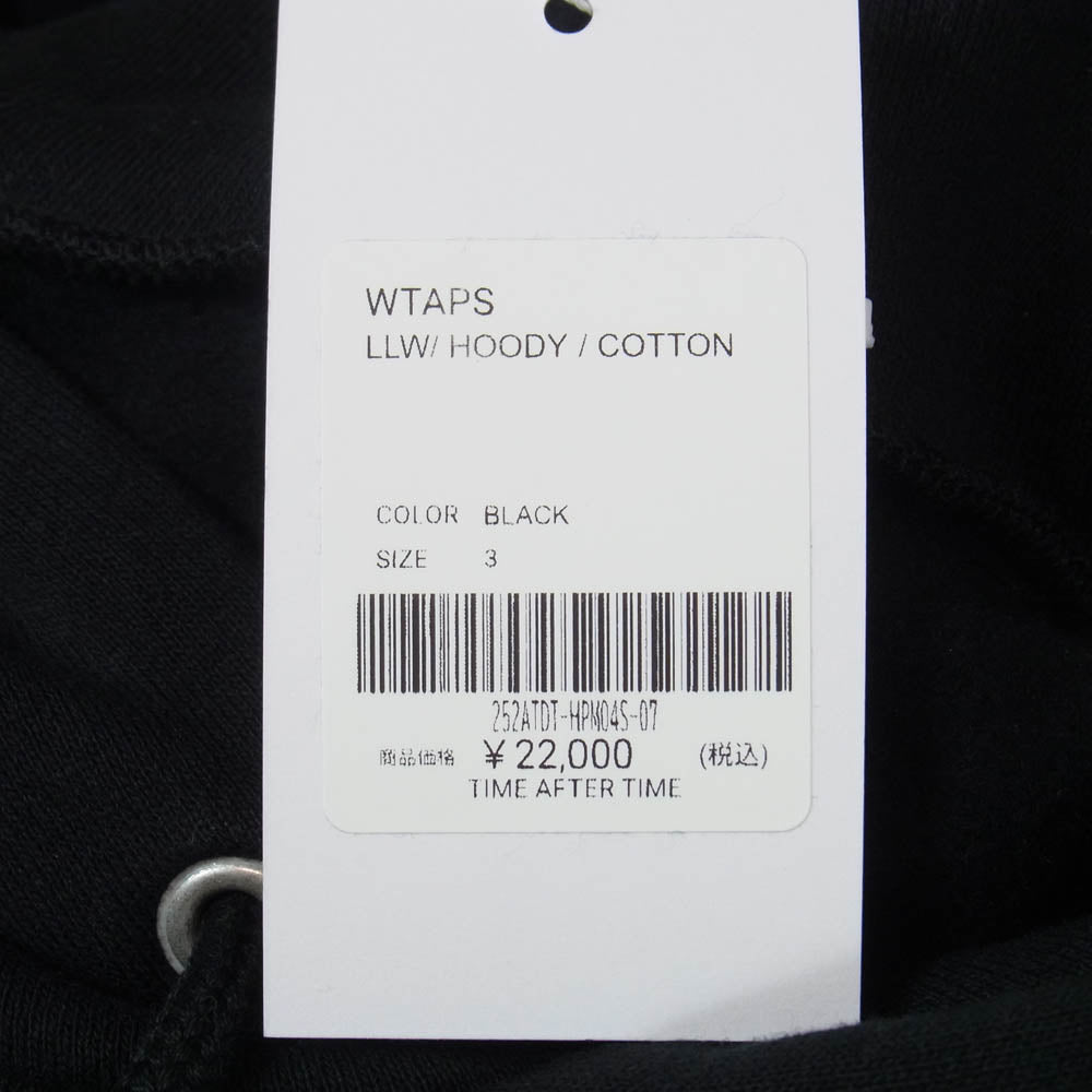 WTAPS ダブルタップス 25AW 252ATDT-HPM04S LLW HOODY COTTON ロゴ プリント コットン スウェット フーディー プルオーバー パーカー X03 ブラック系 3【新古品】【未使用】【中古】