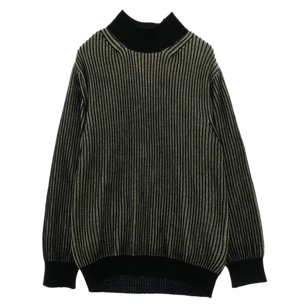 Yohji Yamamoto ヨウジヤマモト UM-K13-623 S'YTE 5G BULKY WOOL RIB STITCH OVERSIZED HIGH NECK KNIT サイト ハイネック ニット ブラック系 ホワイト系 3【中古】