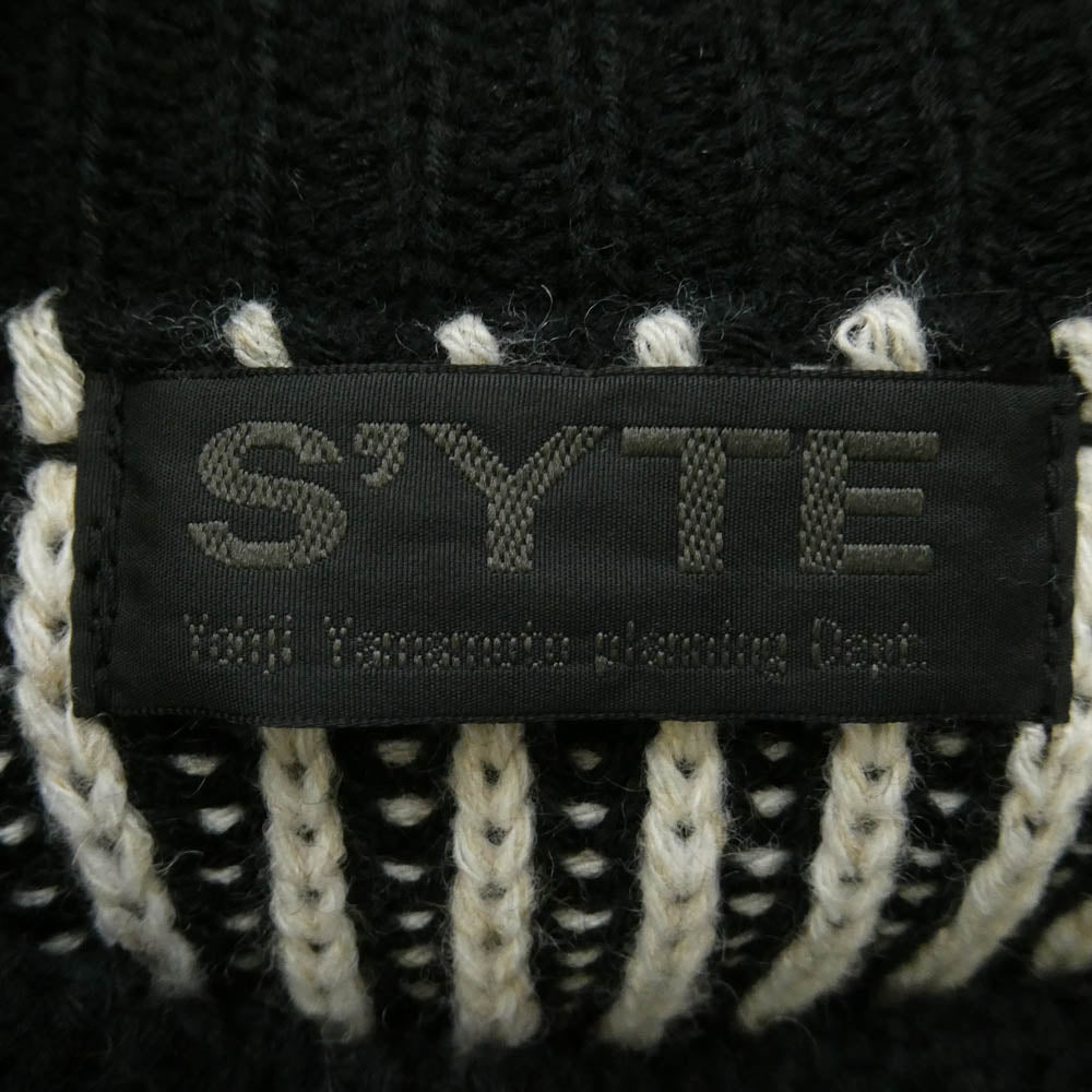 Yohji Yamamoto ヨウジヤマモト UM-K13-623 S'YTE 5G BULKY WOOL RIB STITCH OVERSIZED HIGH NECK KNIT サイト ハイネック ニット ブラック系 ホワイト系 3【中古】