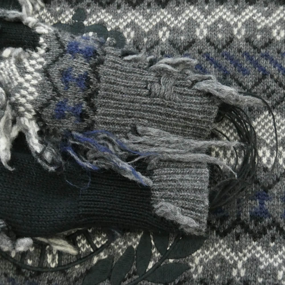 BALENCIAGA バレンシアガ 21AW 663872 ロゴ刺繍 デストロイ クルーネック ダメージニット ブラック系 グレー系 マルチカラー系 M【中古】