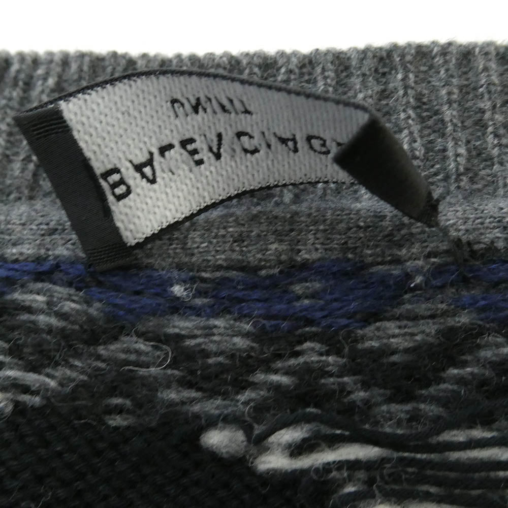 BALENCIAGA バレンシアガ 21AW 663872 ロゴ刺繍 デストロイ クルーネック ダメージニット ブラック系 グレー系 マルチカラー系 M【中古】