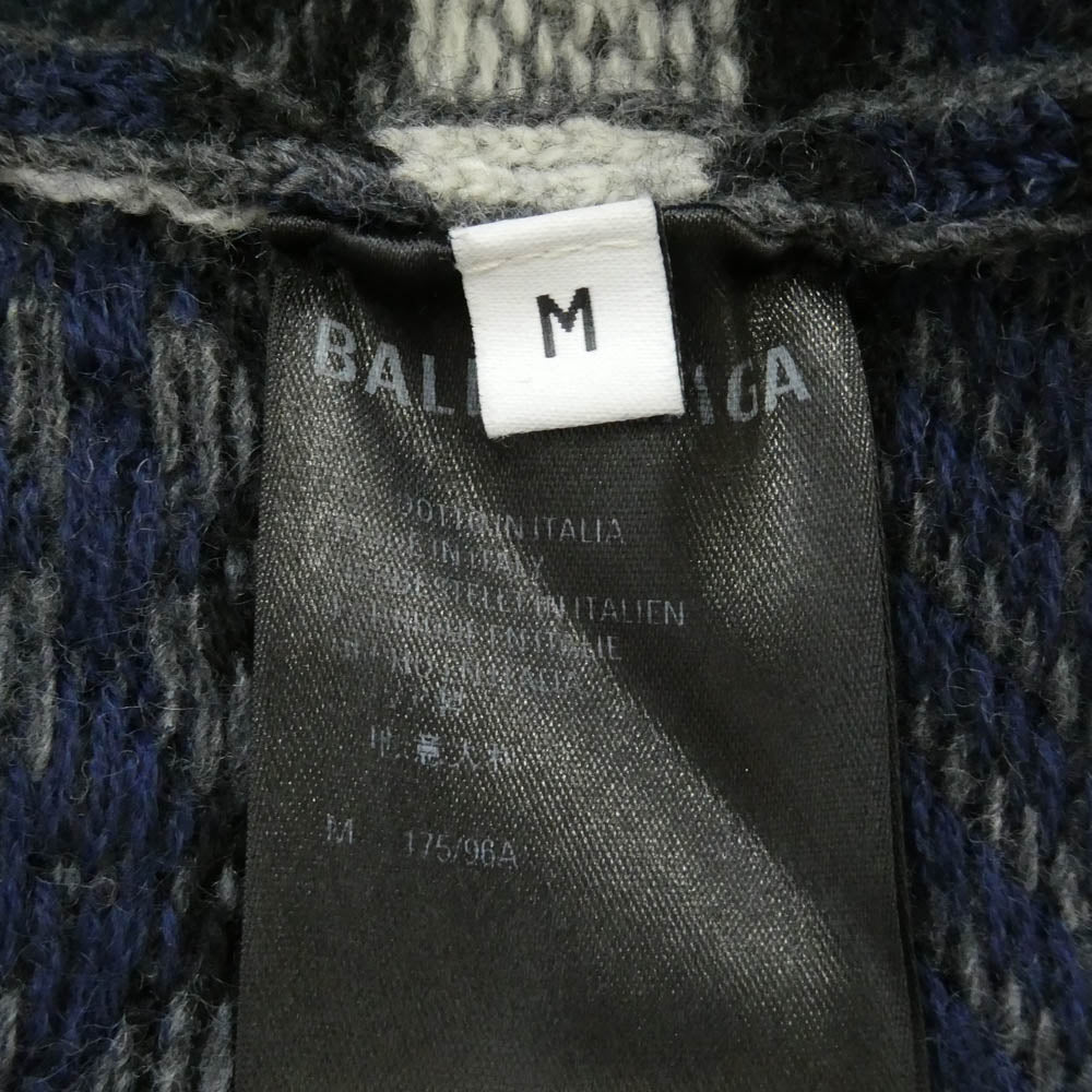 BALENCIAGA バレンシアガ 21AW 663872 ロゴ刺繍 デストロイ クルーネック ダメージニット ブラック系 グレー系 マルチカラー系 M【中古】