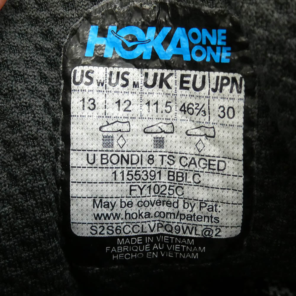 HOKA ONE ONE ホカ オネオネ 1155391 BONDI 8 TS CAGED ボンダイ 8 ローカット スニーカー ブラック系 30cm【中古】