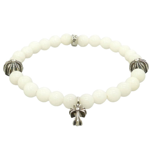 CHROME HEARTS クロムハーツ（原本有） 6mm BEAD 5 STACK CRS スタッククロス ビーズ ブレスレット シルバー系 ホワイト系【中古】