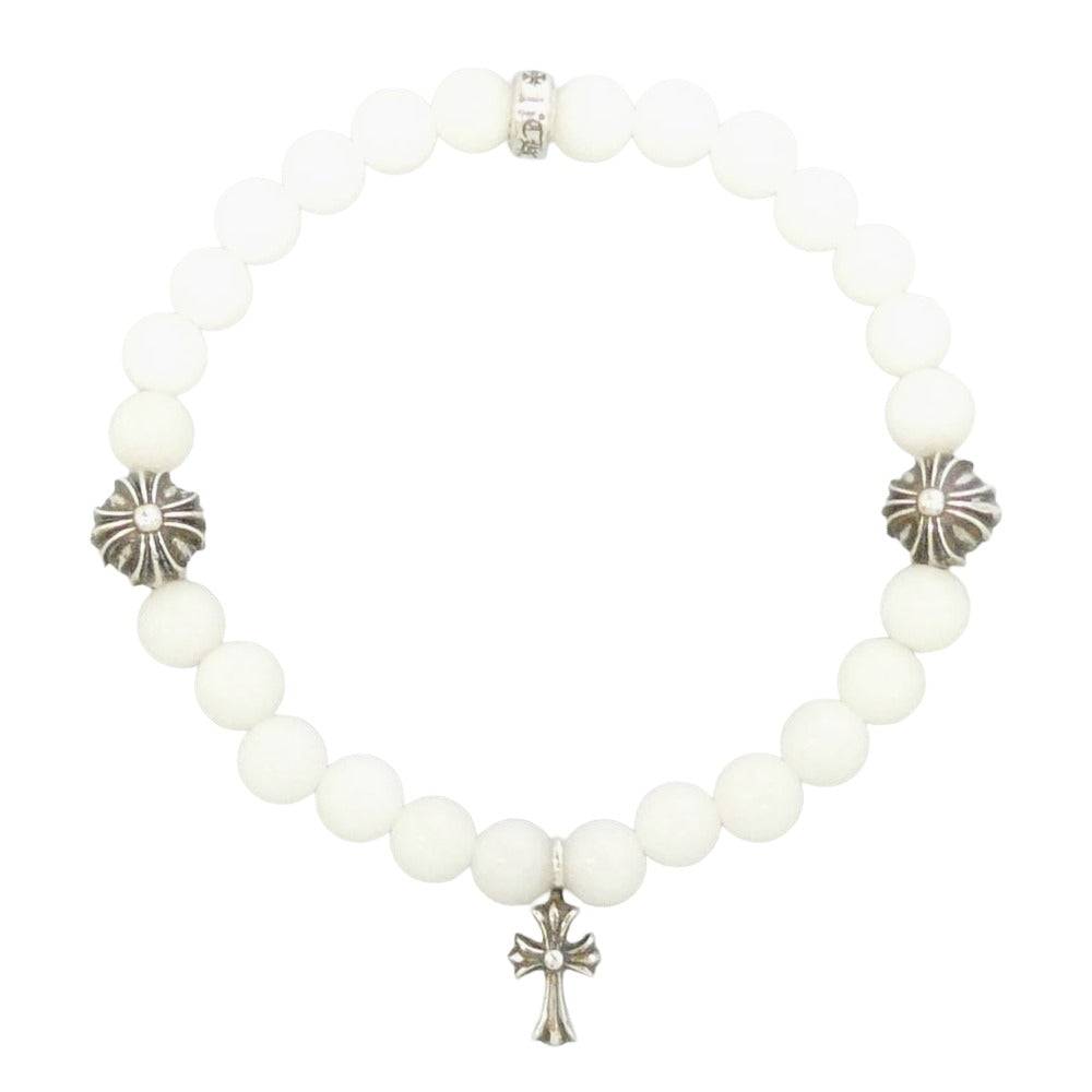 CHROME HEARTS クロムハーツ（原本有） 6mm BEAD 5 STACK CRS スタッククロス ビーズ ブレスレット シルバー系 ホワイト系【中古】