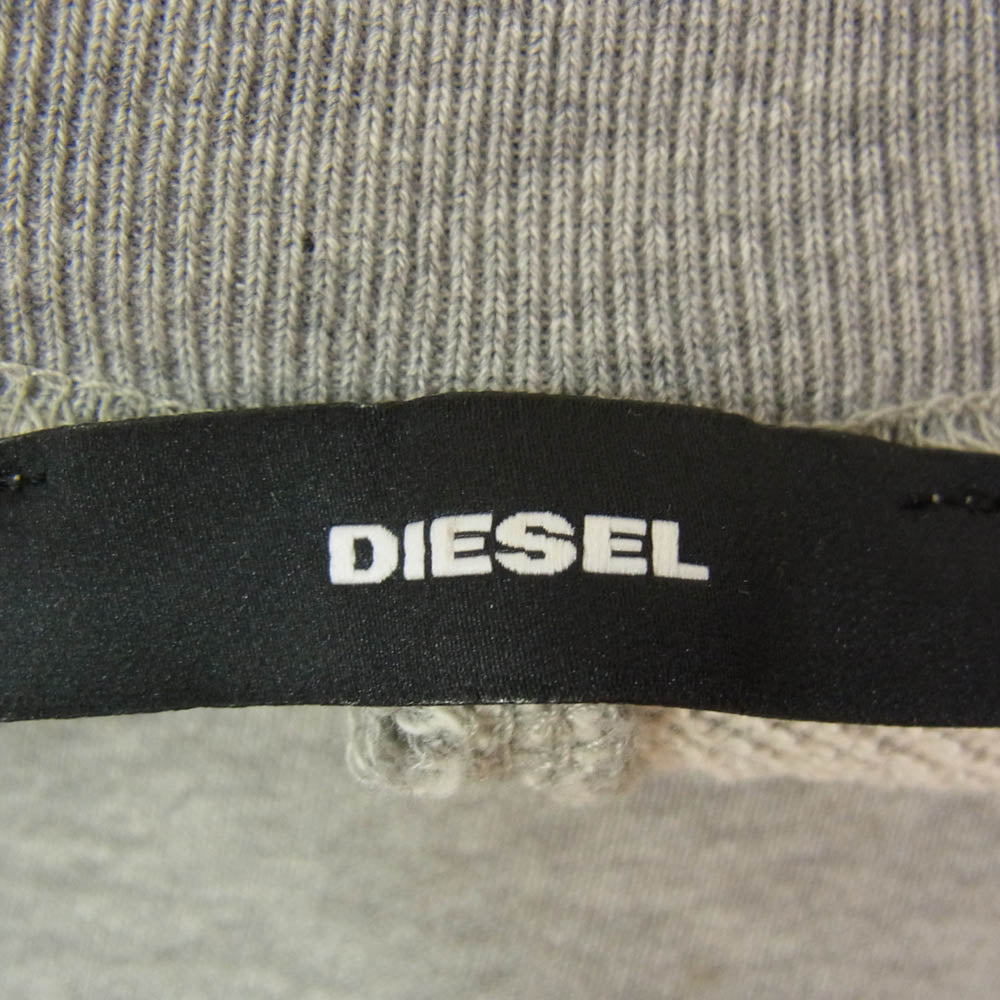 DIESEL ディーゼル 00E8M200008 ダメージ加工 スウェットワンピース ミニ アシンメトリー 長袖 スウェット トレーナー グレー系 XS【中古】