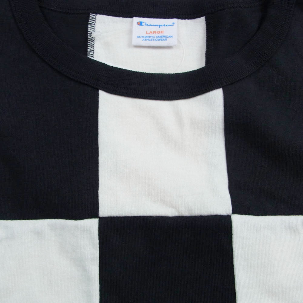 JOURNAL STANDARD ジャーナルスタンダード Champion チャンピオン 26071465002220 x CHAMPION チャンピオン 別注 パッチワーク チェッカーフラッグ クルーネック 半袖 Tシャツ ブラック系 ホワイト系 L【中古】