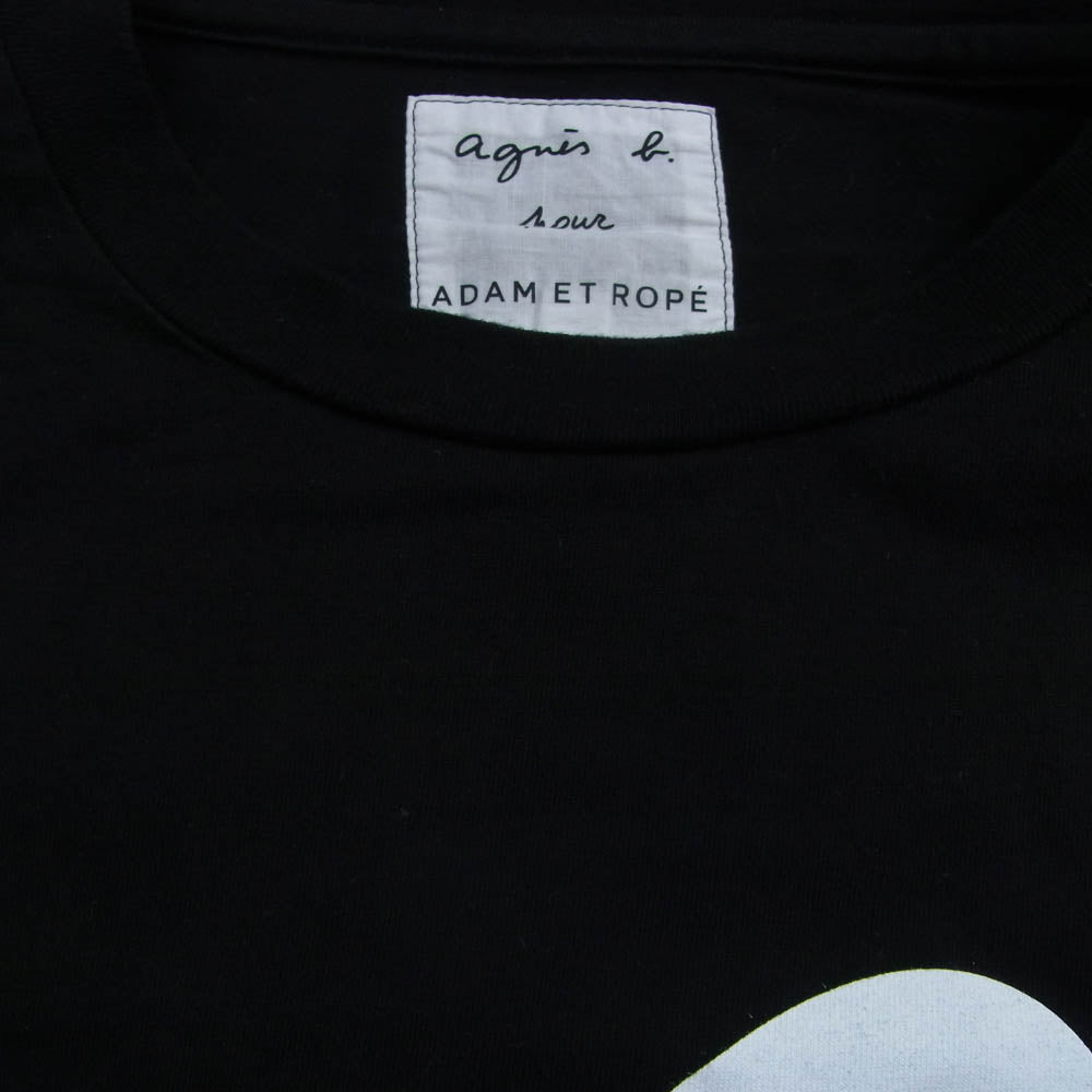 agnes b. アニエスベー Adam et Rope' アダムエロペ HOMME オム x ADAM ET ROPE アダムエロペ 8807SCV7 別注 ビッグロゴ クルーネック 半袖 Tシャツ ブラック系 XL【中古】