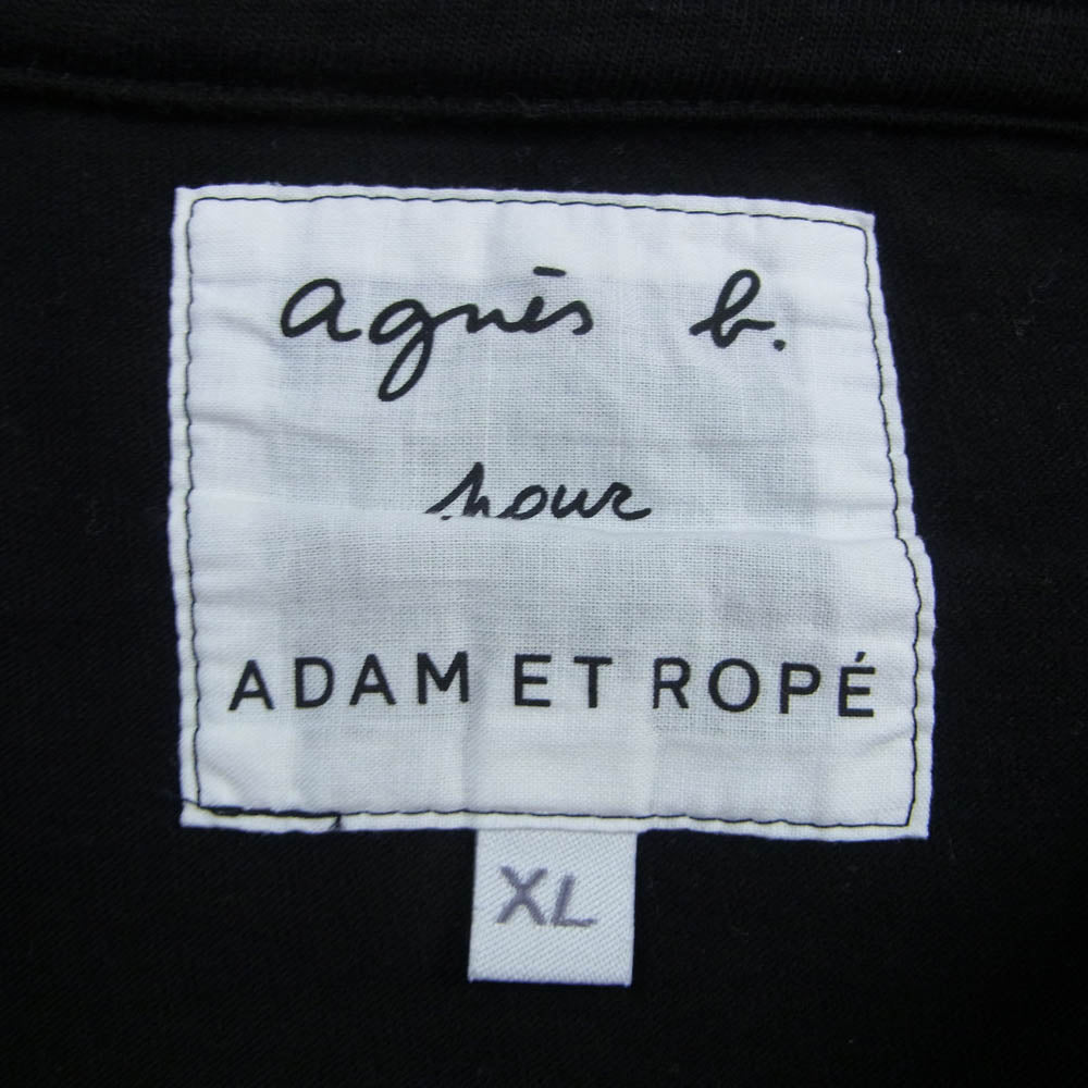 agnes b. アニエスベー Adam et Rope' アダムエロペ HOMME オム x ADAM ET ROPE アダムエロペ 8807SCV7 別注 ビッグロゴ クルーネック 半袖 Tシャツ ブラック系 XL【中古】