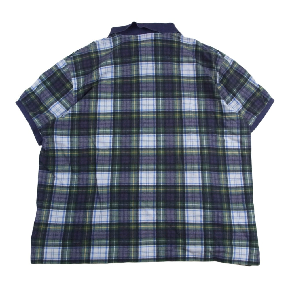 RALPH LAUREN ラルフローレン swag big pony スワッグビッグポニー チェック 半袖 ポロシャツ ネイビー系 XXL【中古】