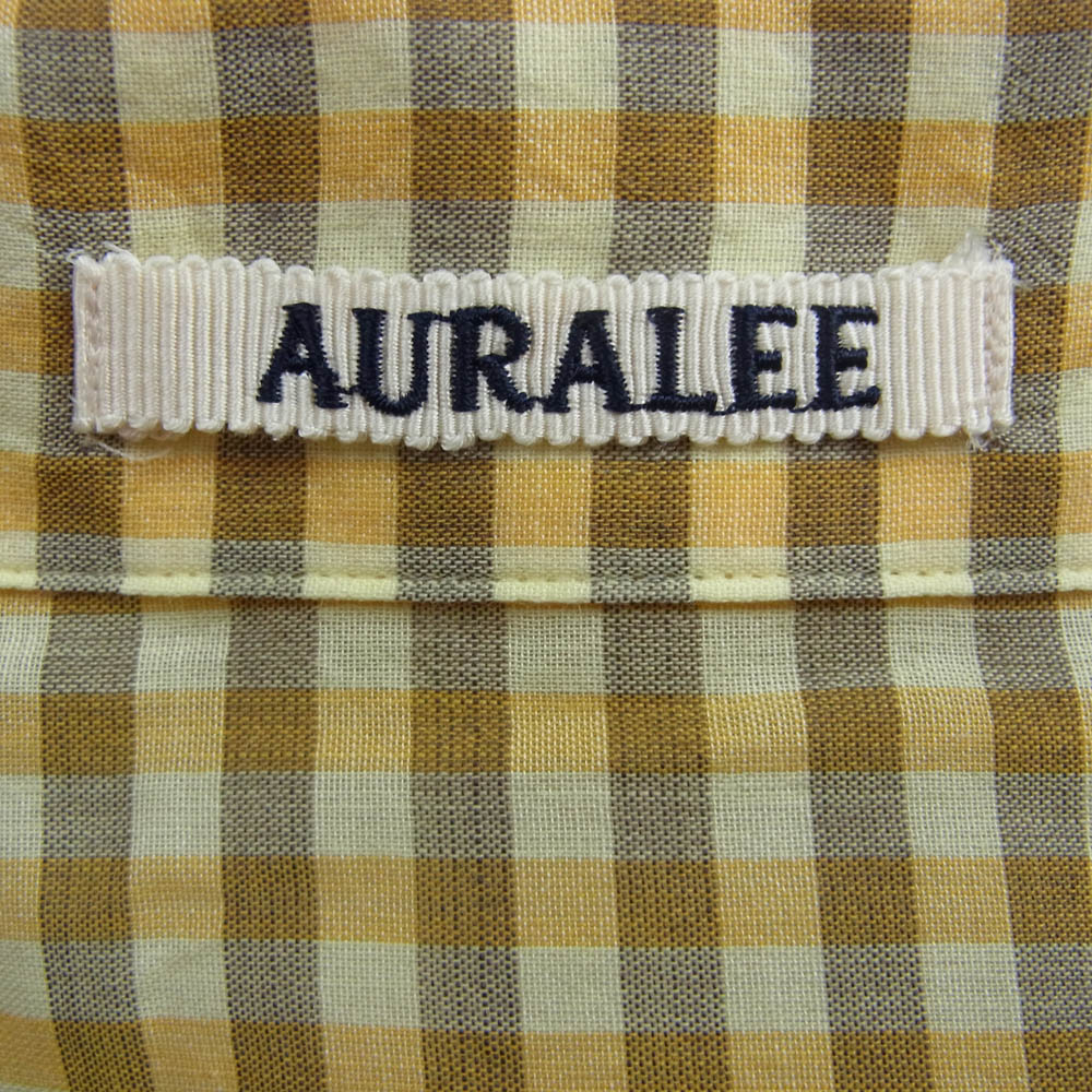 AURALEE オーラリー 26SS A26SS02GC AIRY LIGHTCOTTON CHECK HALF SLEEVED SHIRT エアリー ライトコットン 半袖 チェック シャツ イエロー系 5【極上美品】【中古】
