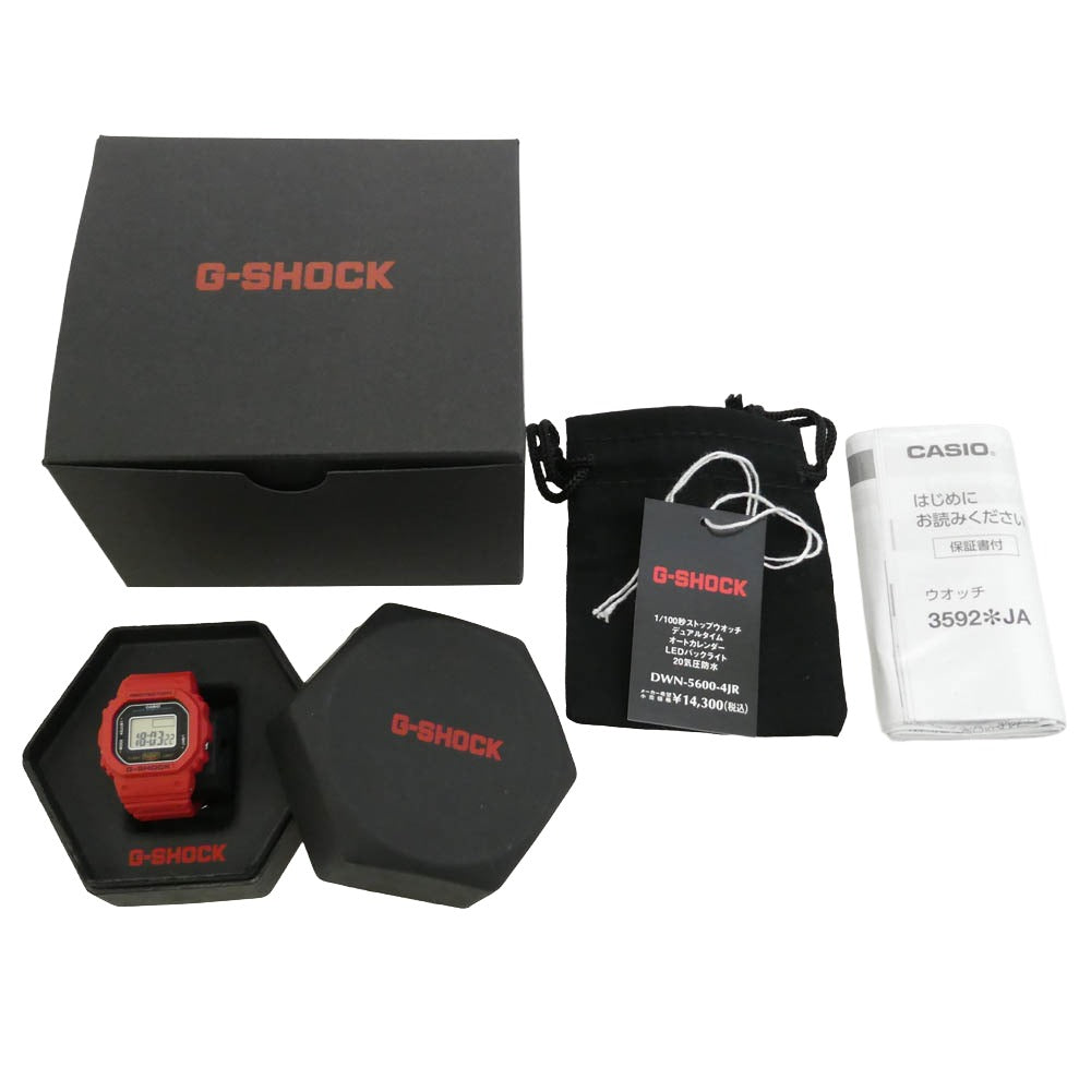 CASIO G-SHOCK カシオ ジーショック DWN-5600-4JR 5600シリーズ リングウォッチ nano ナノ リング スクエア デジタル 時計 エンジ系【極上美品】【中古】