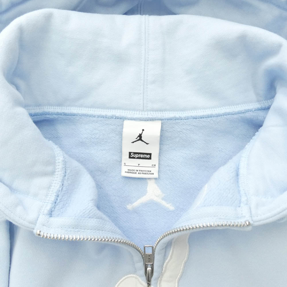 Supreme シュプリーム NIKE AIR JORDAN ナイキ ジョーダン 26SS x Jordan ジョーダン Zip Up Hooded Sweatshirt ジップアップ フーデッド パーカー スウェットシャツ ライトブルー系 ホワイト系 S【極上美品】【中古】