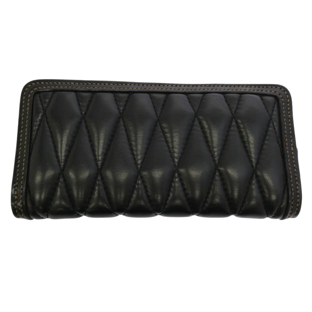 THE FLAT HEAD ザフラットヘッド FN-WLZ4-7Z5 Full Zip Wallet ディアスキン キルティング ラウンドジップ ウォレット ブラック系【極上美品】【中古】
