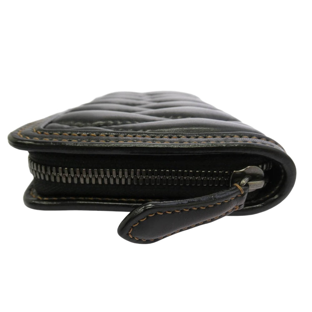 THE FLAT HEAD ザフラットヘッド FN-WLZ4-7Z5 Full Zip Wallet ディアスキン キルティング ラウンドジップ ウォレット ブラック系【極上美品】【中古】