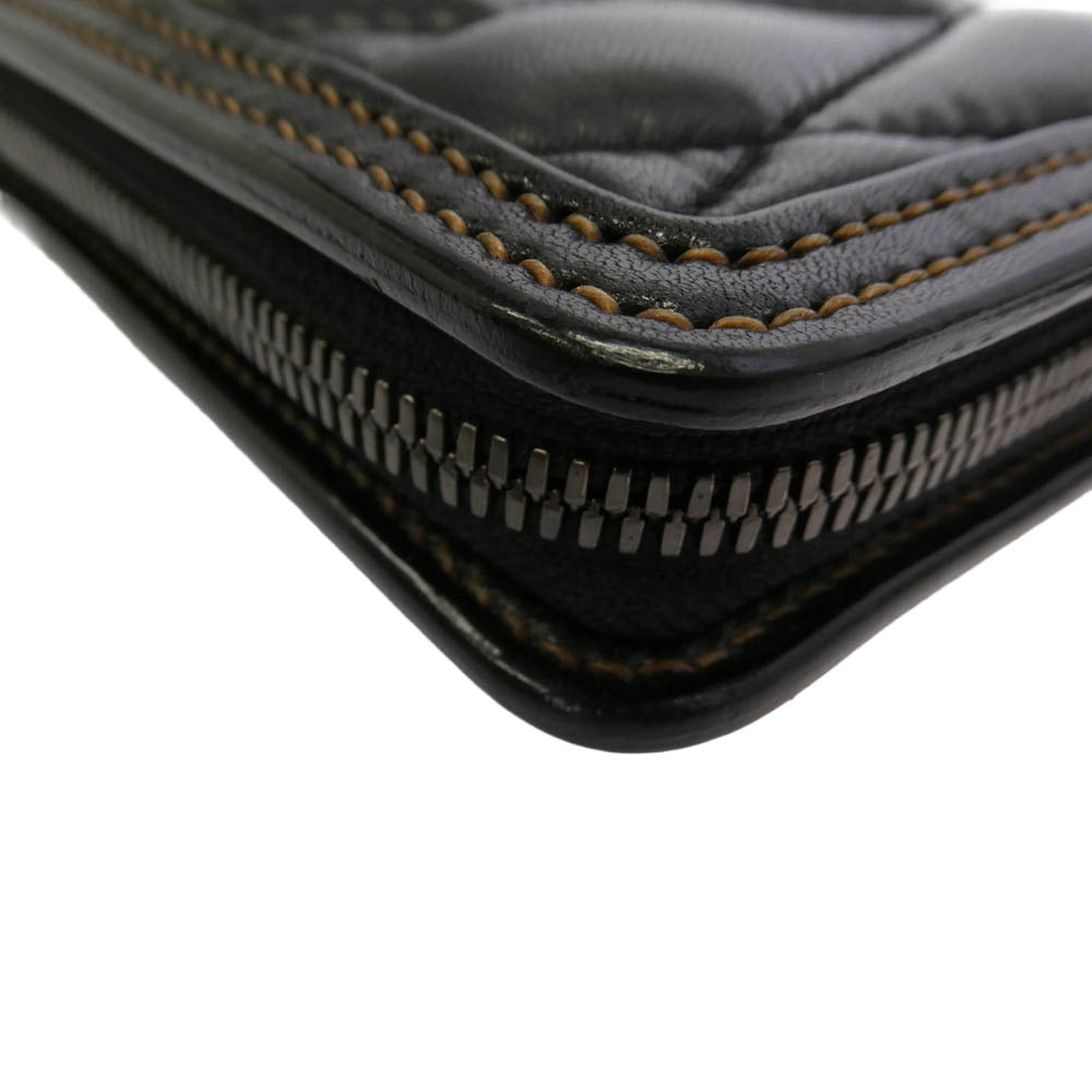 THE FLAT HEAD ザフラットヘッド FN-WLZ4-7Z5 Full Zip Wallet ディアスキン キルティング ラウンドジップ ウォレット ブラック系【極上美品】【中古】