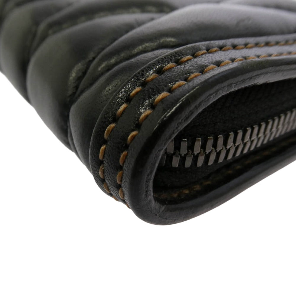 THE FLAT HEAD ザフラットヘッド FN-WLZ4-7Z5 Full Zip Wallet ディアスキン キルティング ラウンドジップ ウォレット ブラック系【極上美品】【中古】