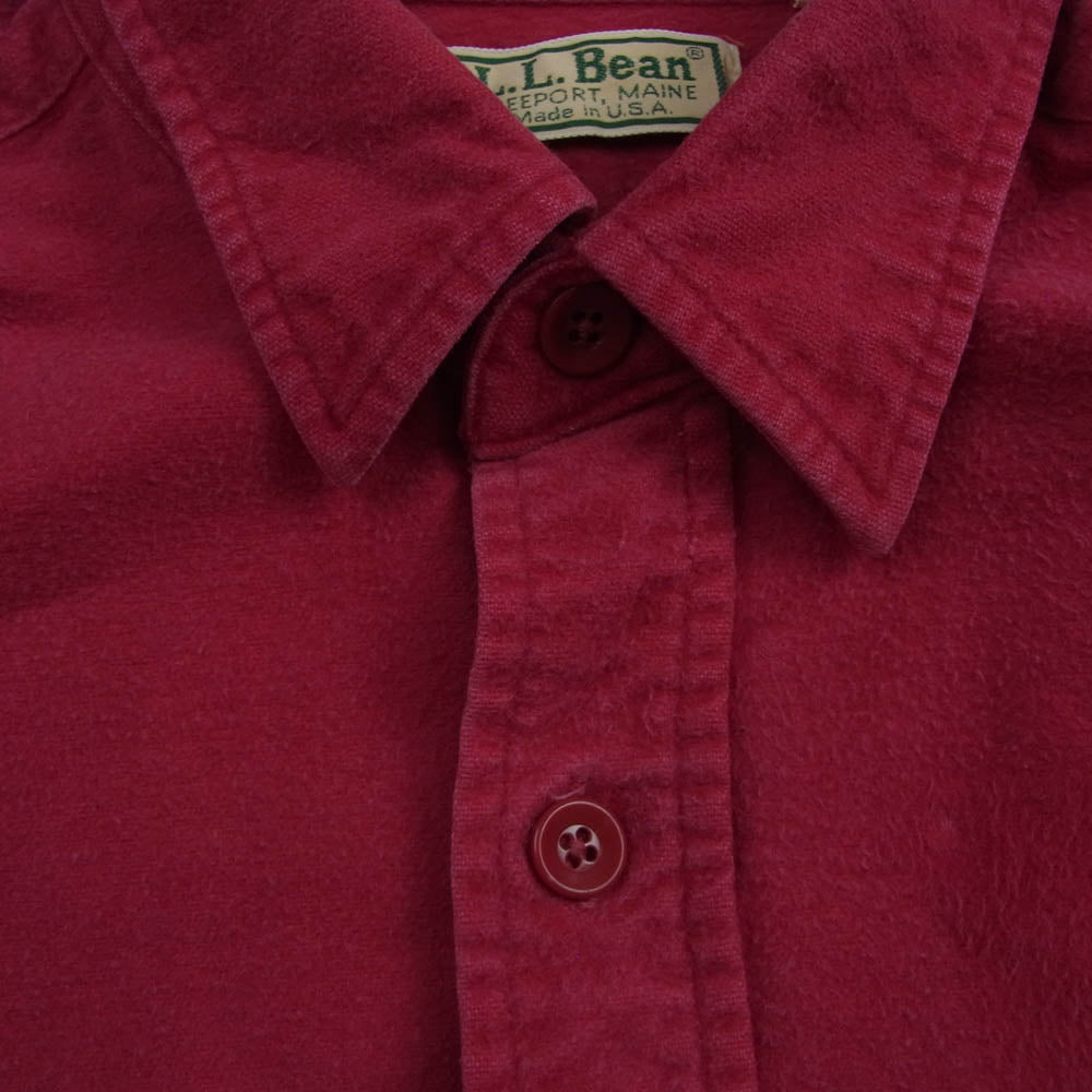L.L.Bean エルエルビーン 80s 90s USA製 モールスキン 長袖 シャツ レッド系 15.5【中古】