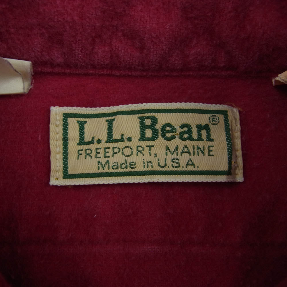 L.L.Bean エルエルビーン 80s 90s USA製 モールスキン 長袖 シャツ レッド系 15.5【中古】