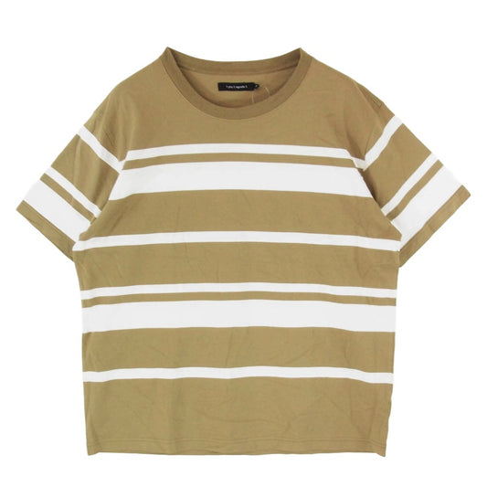 1piu1uguale3 ウノピュウノウグァーレトレ MRT367 COT424 113 S/S BORDER CREW マルチボーダー クルーネック 半袖 Tシャツ カーキ系 7【美品】【中古】