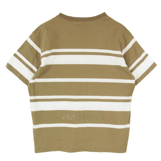 1piu1uguale3 ウノピュウノウグァーレトレ MRT367 COT424 113 S/S BORDER CREW マルチボーダー クルーネック 半袖 Tシャツ カーキ系 7【美品】【中古】
