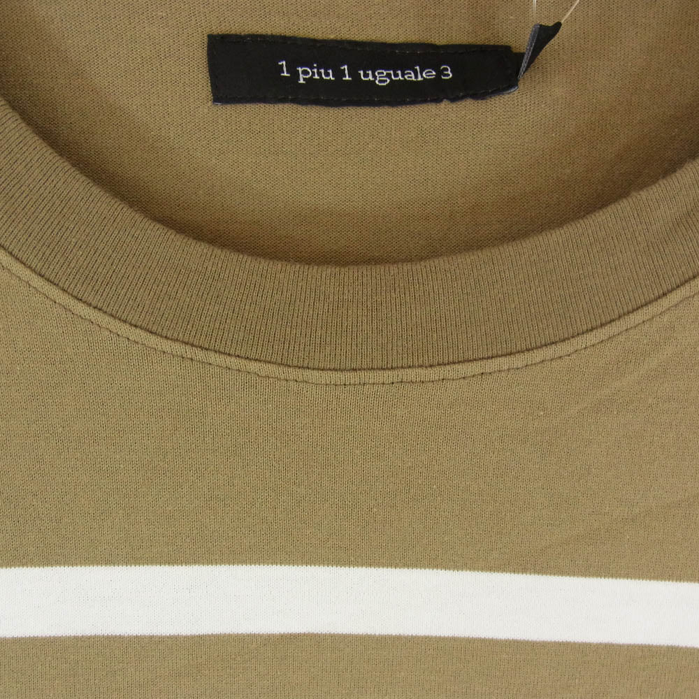 1piu1uguale3 ウノピュウノウグァーレトレ MRT367 COT424 113 S/S BORDER CREW マルチボーダー クルーネック 半袖 Tシャツ カーキ系 7【美品】【中古】